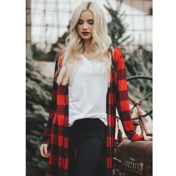 🦬♥️ Buffalo Cardigan Duster Red and Black. Size Small. ♥️🦬 - Picture 3 of 4